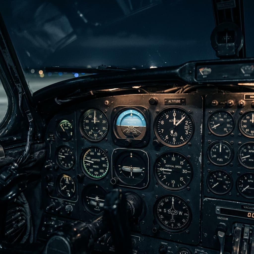 Cabina de avión de aviación general para preparación de examen de piloto privado
